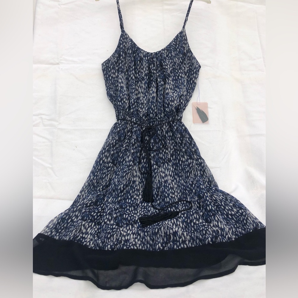 NWT Forever 21 Women's Navy and gray  Chiffon Open Back Midi Dress